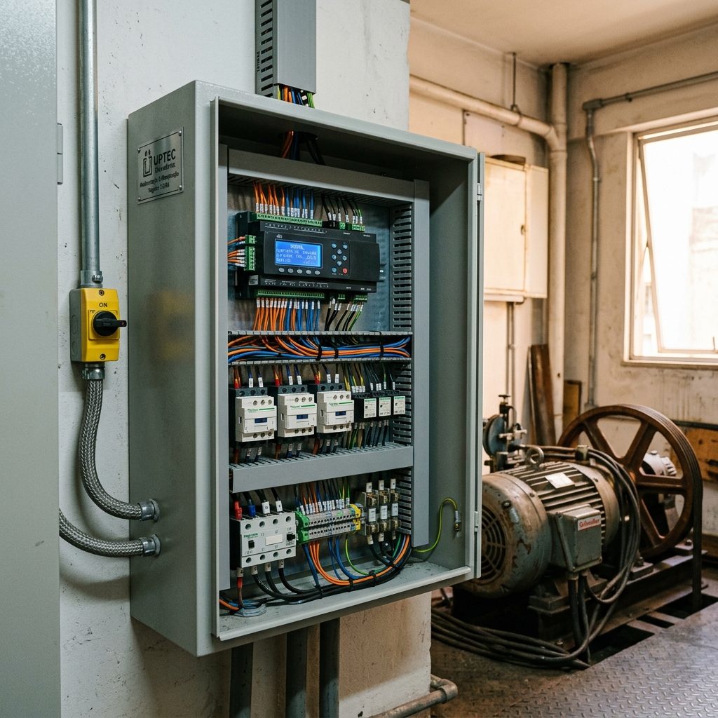 Quadro de comando antes e depois da modernização UPTEC